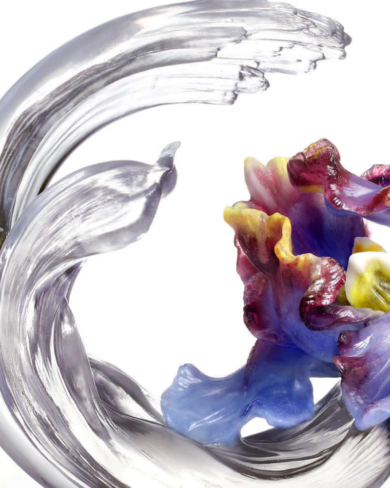 LIULI Crystal Art Collector Edition-Crystal Flower, Iris, A Chinese Liuli Flower, Arising through Contentment