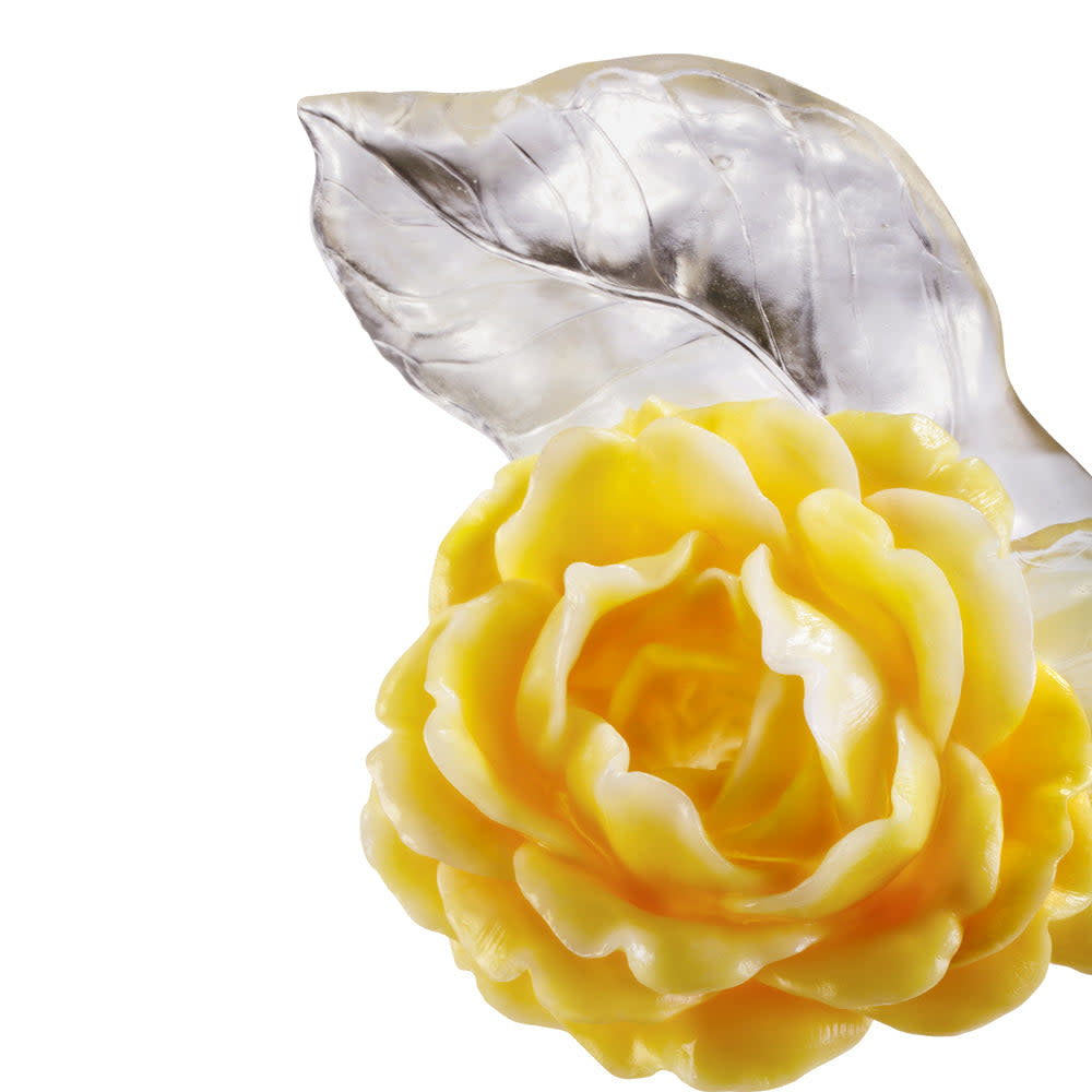 LIULI Crystal Art Crystal Flower Camellia Bloom Sculpture "Singular Elegance"