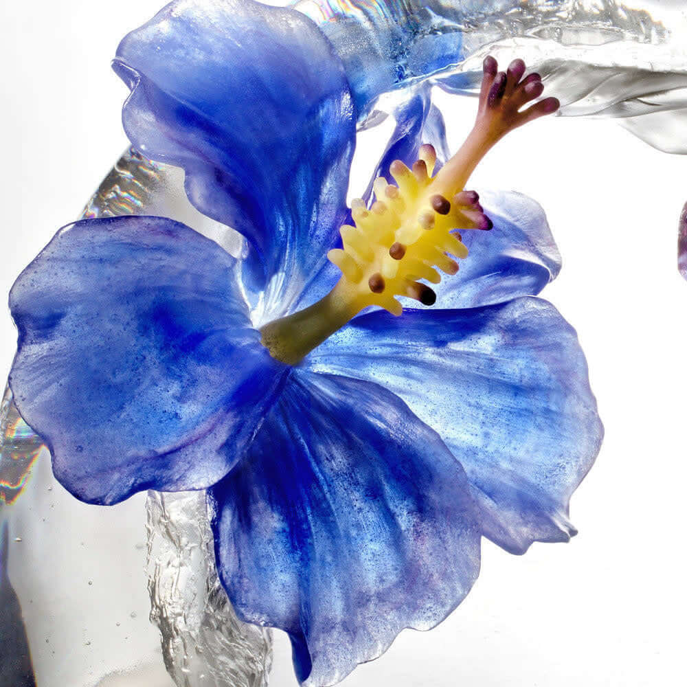 LIULI Crystal Art Collector Edition-Crystal Flower, Hibiscus, "Song of the Morning Flower"