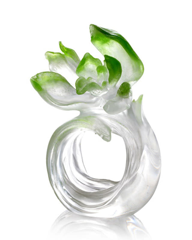 LIULI Crystal Art Crystal Flower, Orchid, "Imminent Spring Dance" (Special Edition, Come with Display Base)