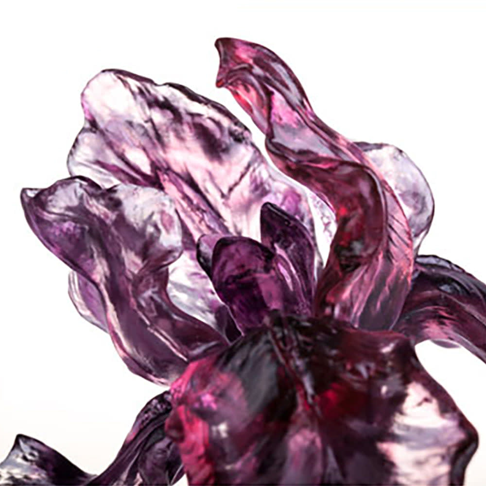 LIULI Crystal Art Crystal Iris, "Arising through Contentment" with Display Base