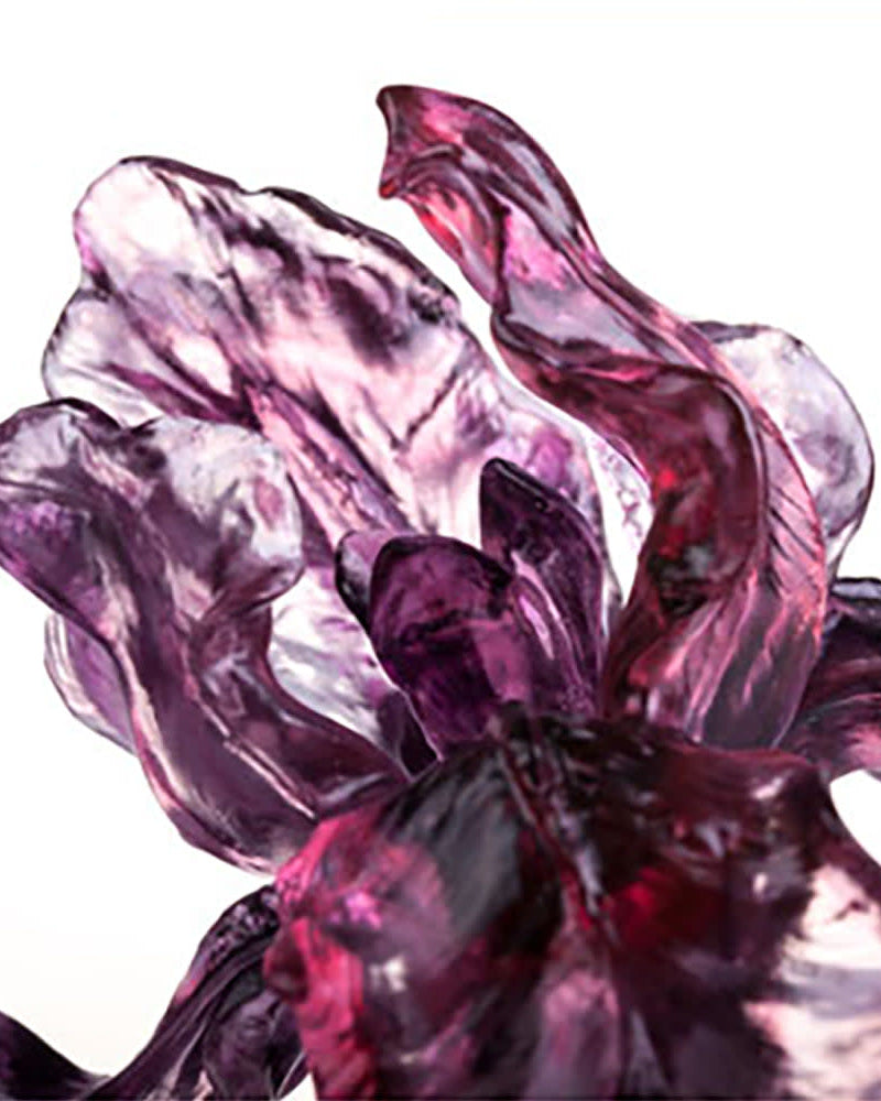 LIULI Crystal Art Crystal Iris, "Arising through Contentment" with Display Base