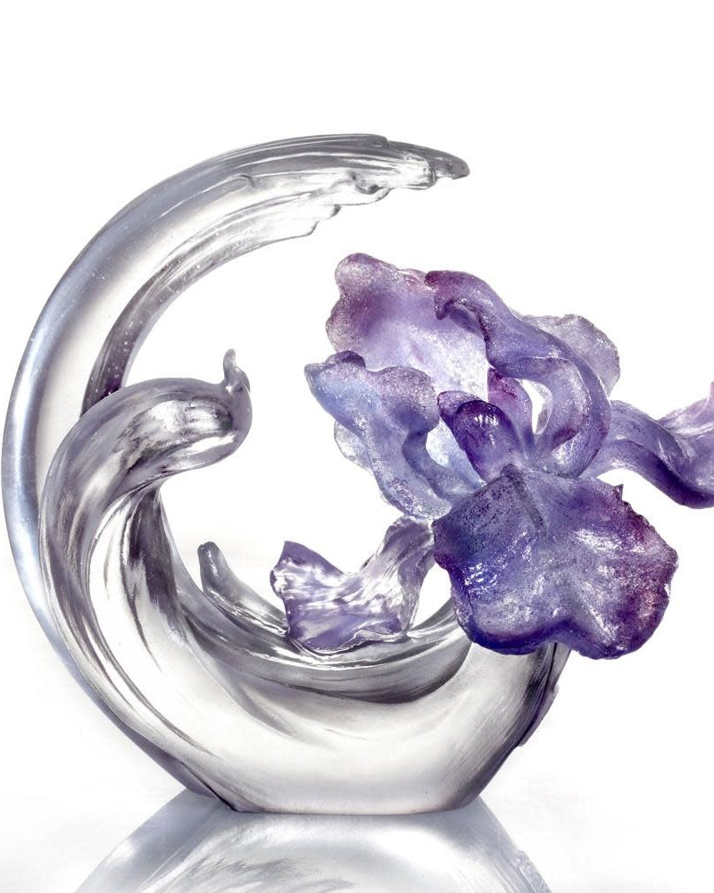LIULI Crystal Art Crystal Iris, "Arising through Contentment" with Display Base