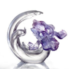 LIULI Crystal Art Crystal Iris, "Arising through Contentment" with Display Base