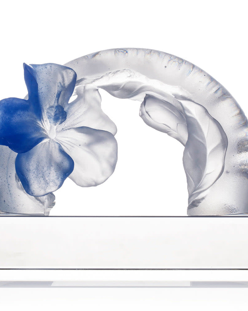 LIULI Crystal Art Crystal Flower, Hibiscus, "Song of the Morning Flower" (Special Edition, with Display Base)