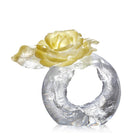 LIULI Crystal Art Crystal Flower, Camellia, Singular Elegance (Special Edition, Come with Display Base)