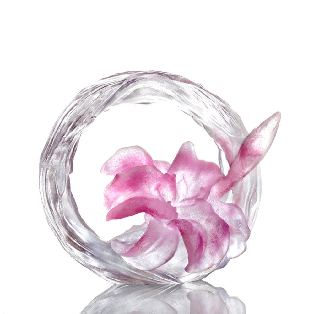 LIULI Crystal Art Crystal Flower Figurine, Bloom of a New World (Special Edition, Come with Display Base)