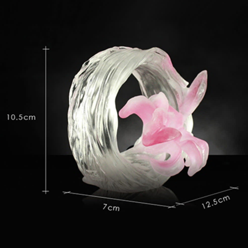 LIULI Crystal Art Crystal Flower Figurine, Bloom of a New World (Special Edition, Come with Display Base)