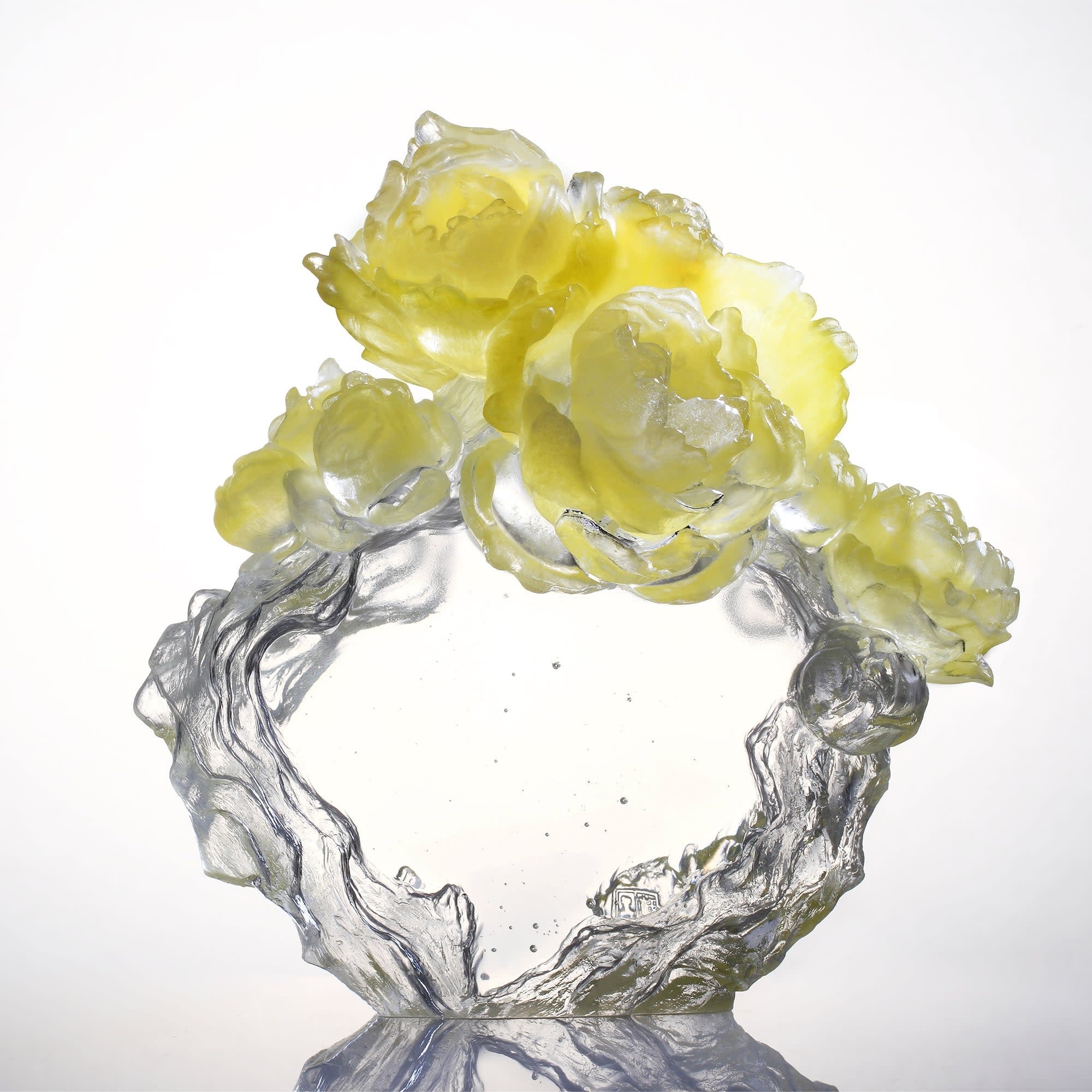 LIULI Crystal Art Crystal Flower, Peony, "Floral Occupation"