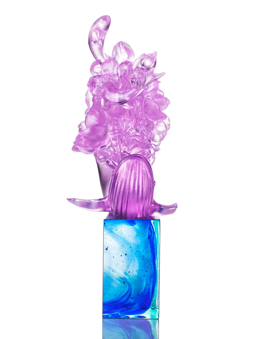 LIULI Crystal Art Crystal Whale with Flower