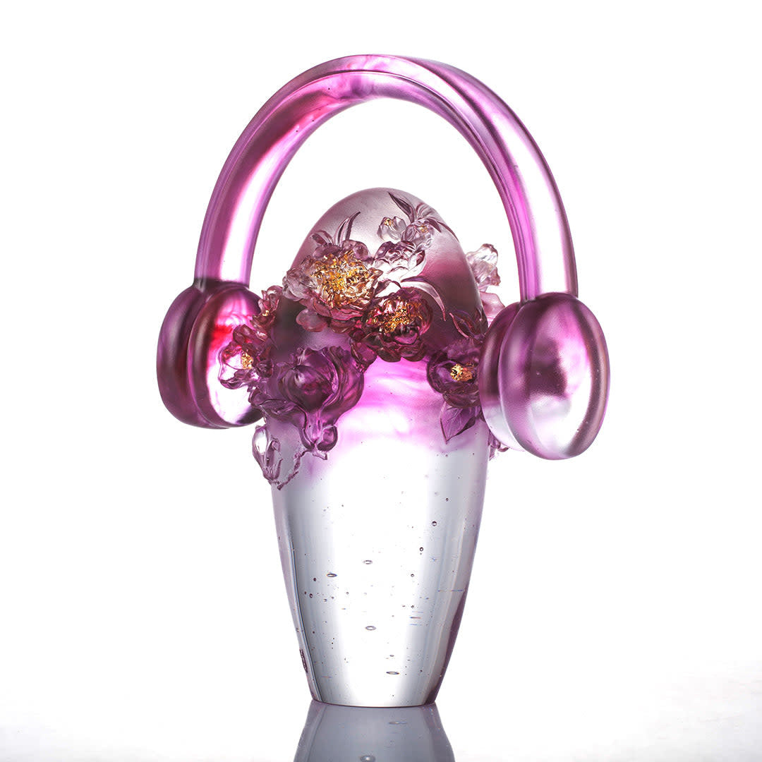 LIULI Crystal Art Crystal Flower Sculpture "Tune into Good"