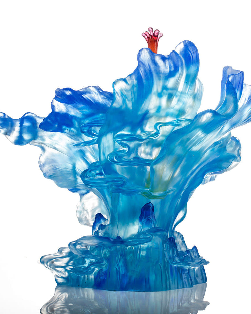 LIULI Crystal Art Crystal Flower Hibiscus "Cloudy Peaks Alight" Sculpture