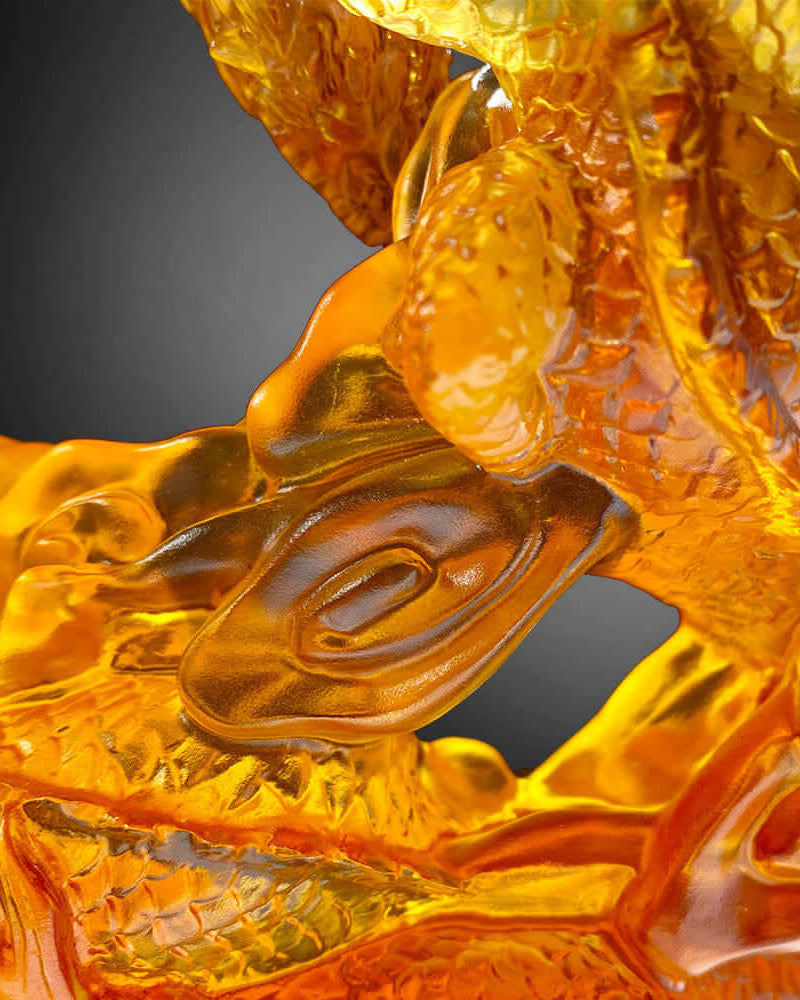 LIULI Crystal Art Crystal Dragon, "The Yin Yang Cycle of Nine Dragons"