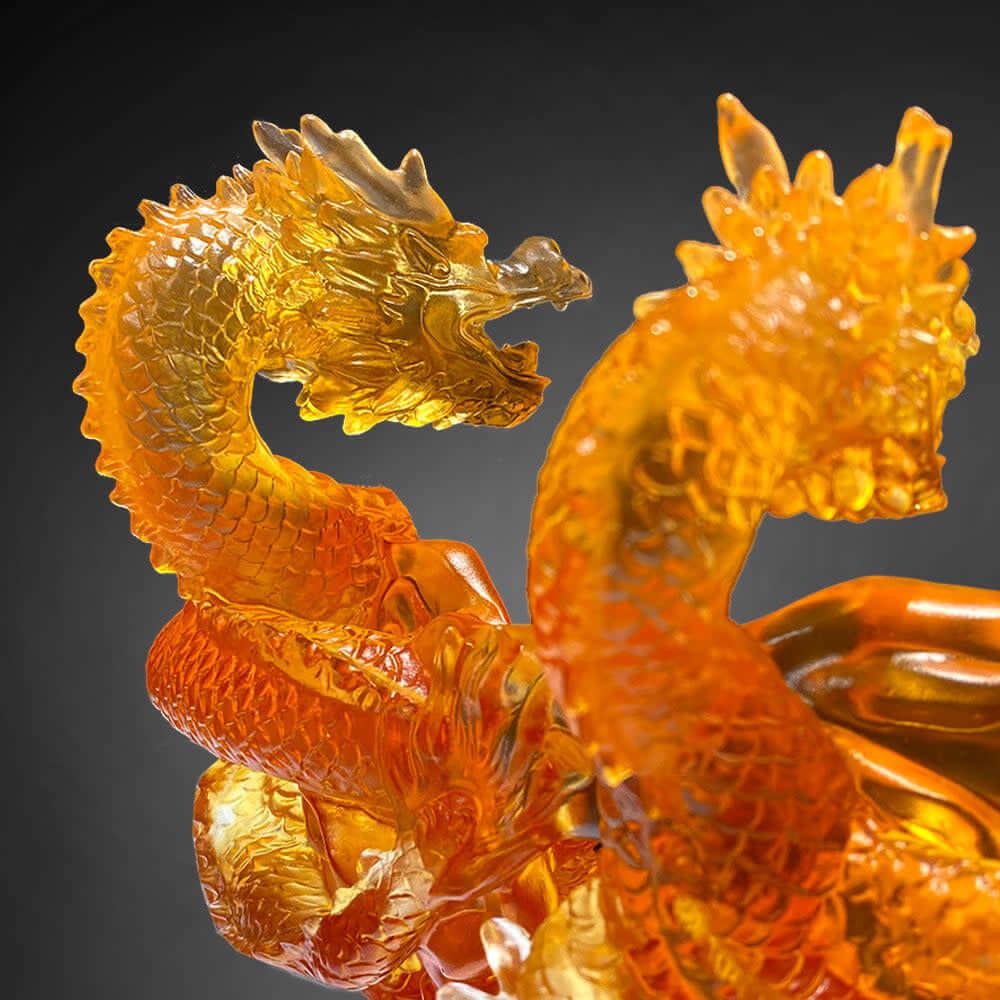 LIULI Crystal Art Crystal Dragon, "The Yin Yang Cycle of Nine Dragons"