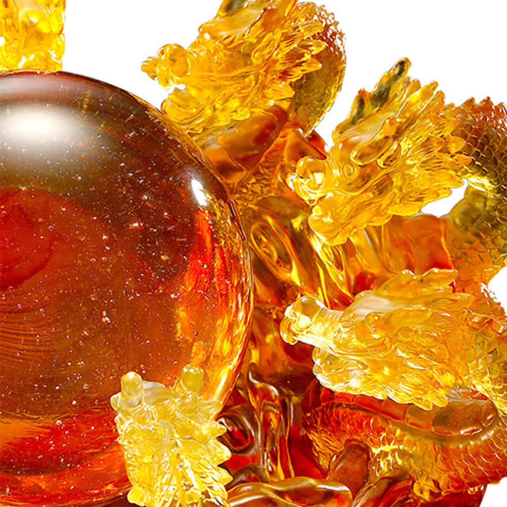 LIULI Crystal Art Crystal Dragon, "The Yin Yang Cycle of Nine Dragons"