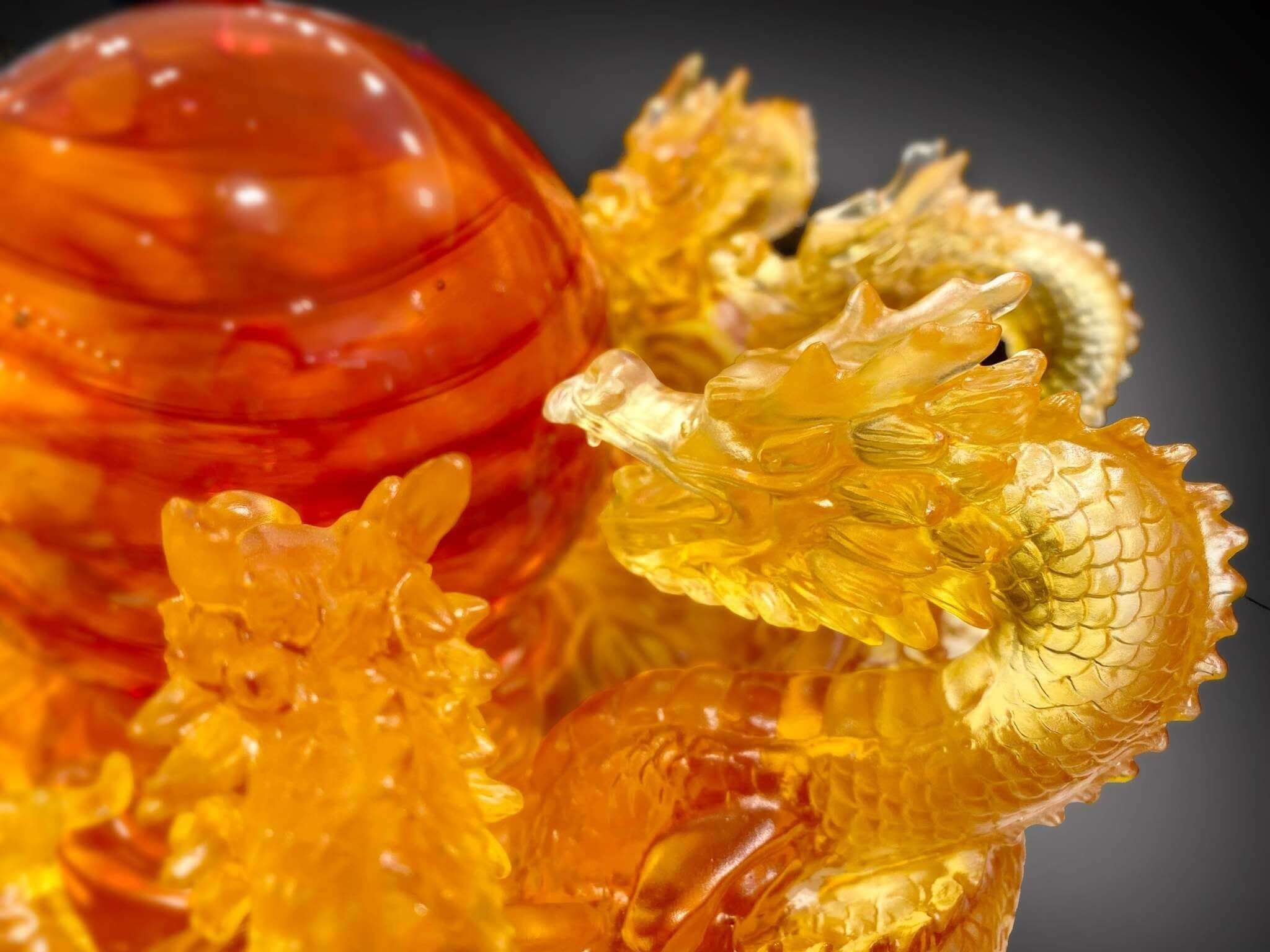 LIULI Crystal Art Crystal Dragon, "The Yin Yang Cycle of Nine Dragons"