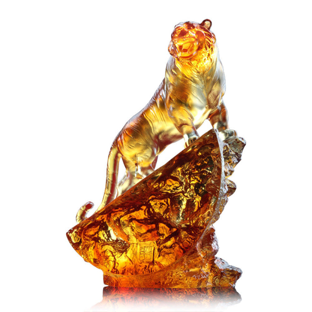 LIULI Crystal Art Crystal Tiger, "Peak of Satisfaction"