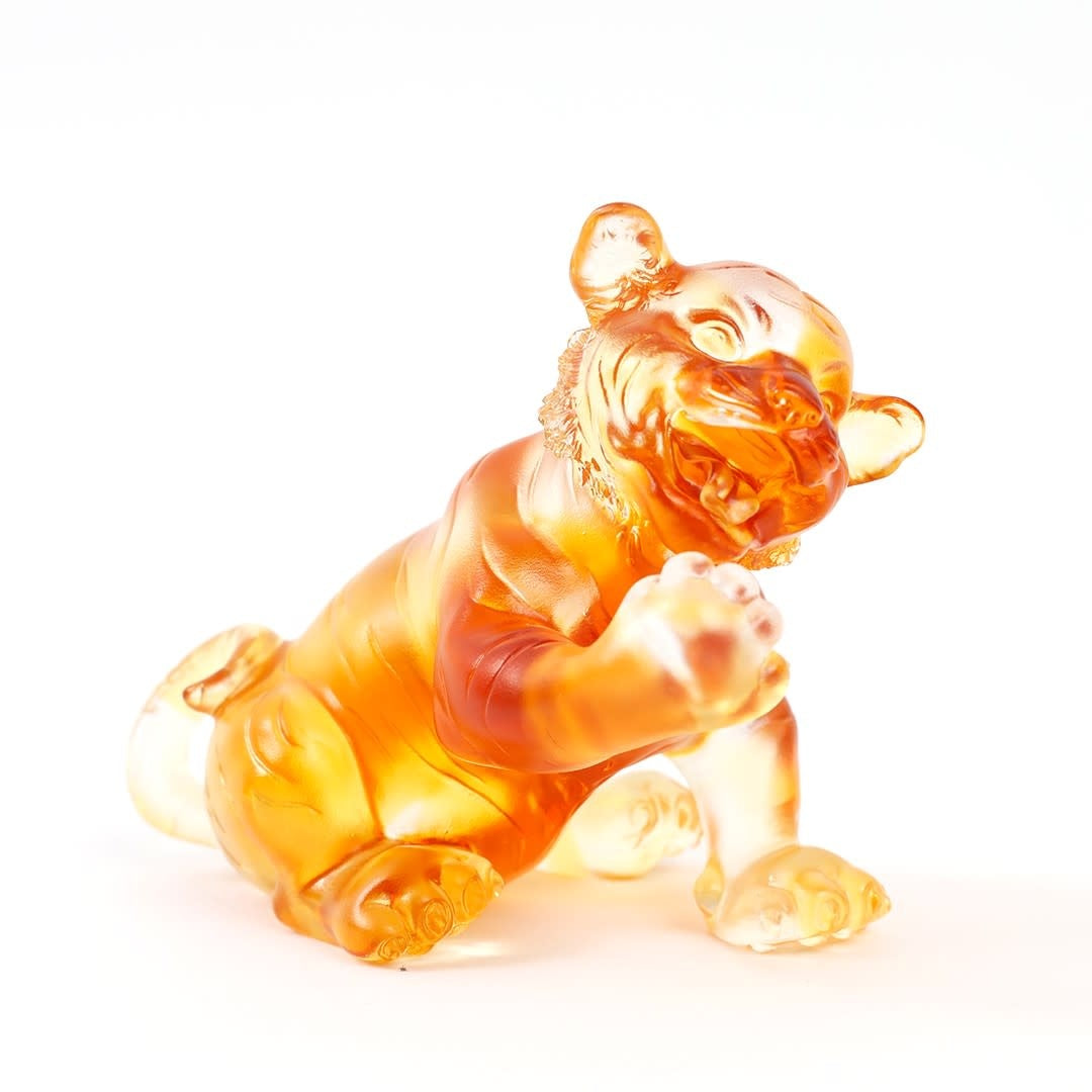 LIULI Crystal Art Crystal Tiger Cub, "Growing Up"