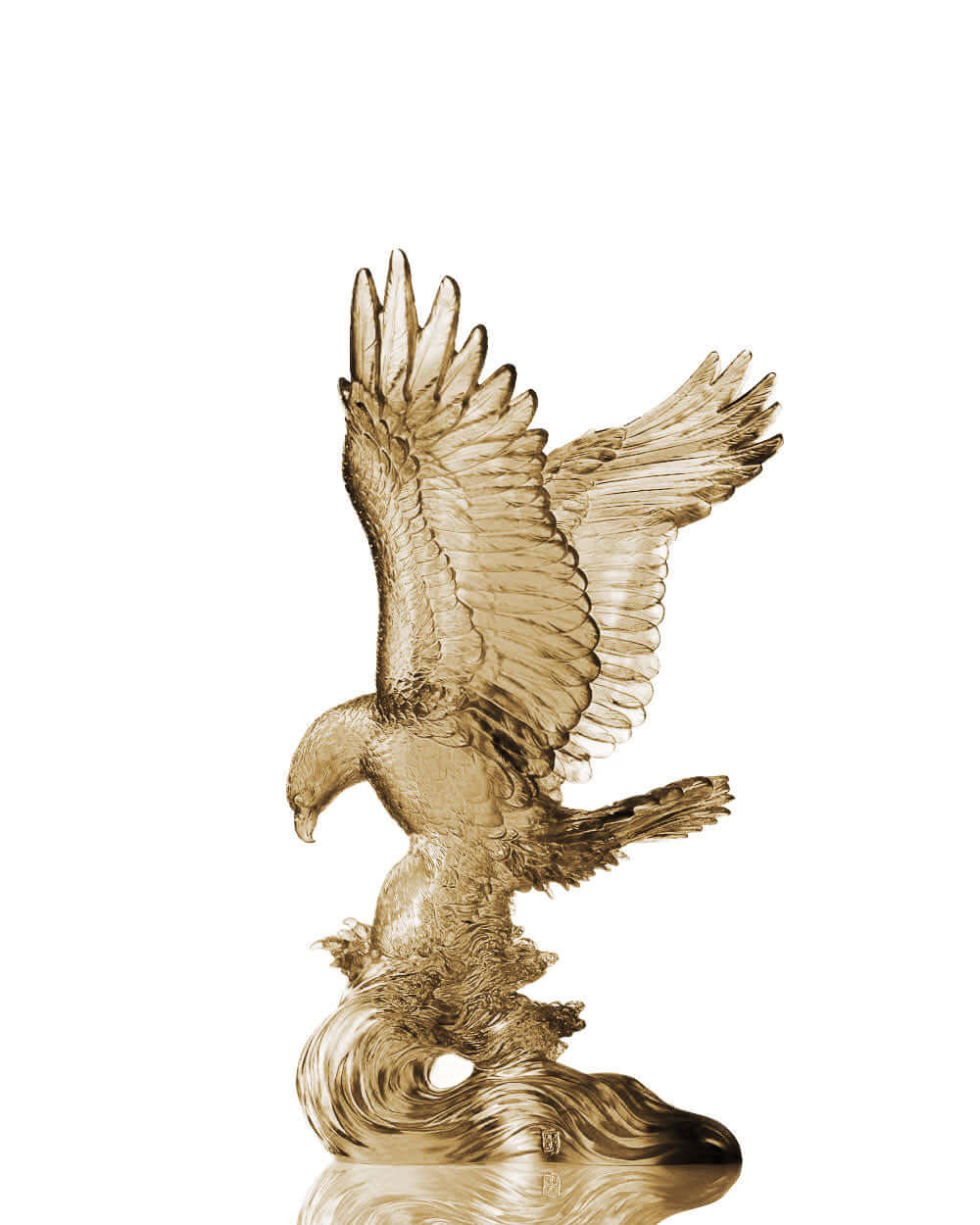 LIULI Crystal Art Crystal American Bald Eagle Figurine, "With a will, A way", US Only Limited Edition, in Brown Purple Clear