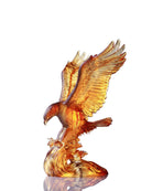 LIULI Crystal Art Crystal American Bald Eagle Figurine, "With a will, A way", US Only, Limited Edition, in Dark Amber Light Amber