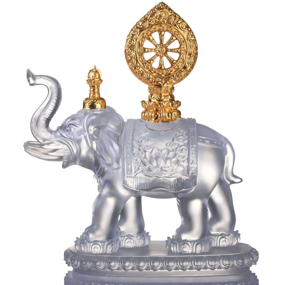 LIULI Crystal Art Crystal Animal, Elephant, True Dharma Illumination (24K Gilded)