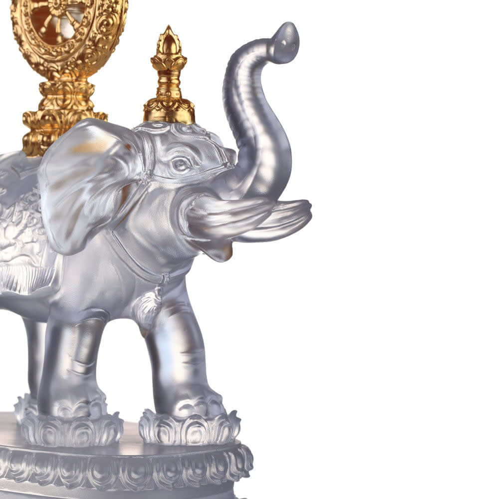 LIULI Crystal Art Crystal Animal, Elephant, True Dharma Illumination (24K Gilded)