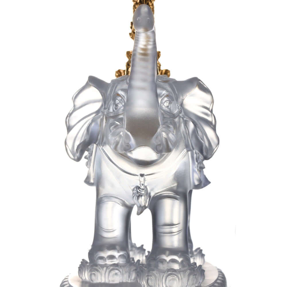 LIULI Crystal Art Crystal Animal, Elephant, True Dharma Illumination (24K Gilded)