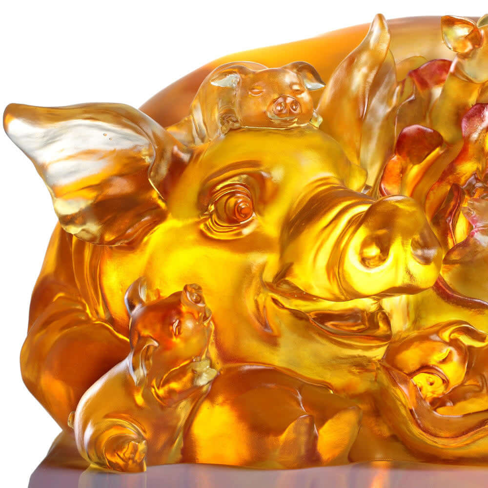 LIULI Crystal Art Crystal Animal, Pig, Generational Joy
