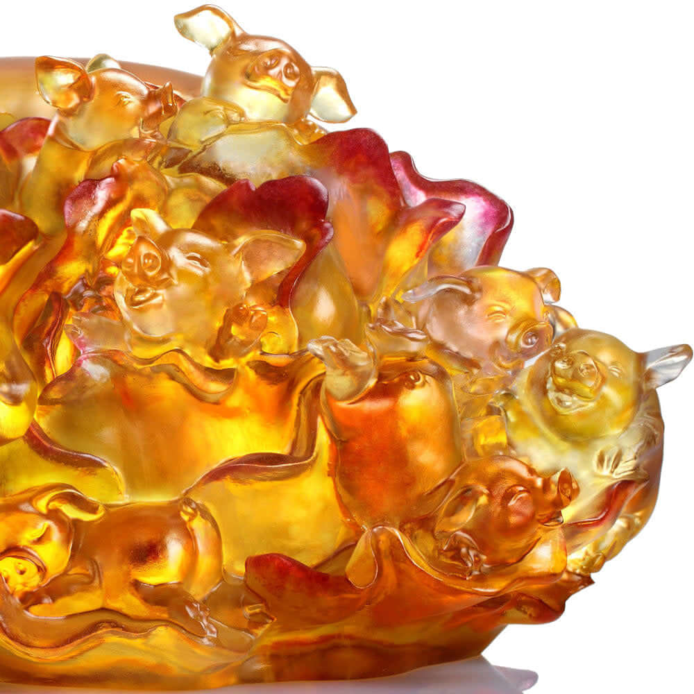 LIULI Crystal Art Crystal Animal, Pig, Generational Joy