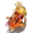 LIULI Crystal Art Crystal Animal, Baby Doll Riding Pig, Happy Together