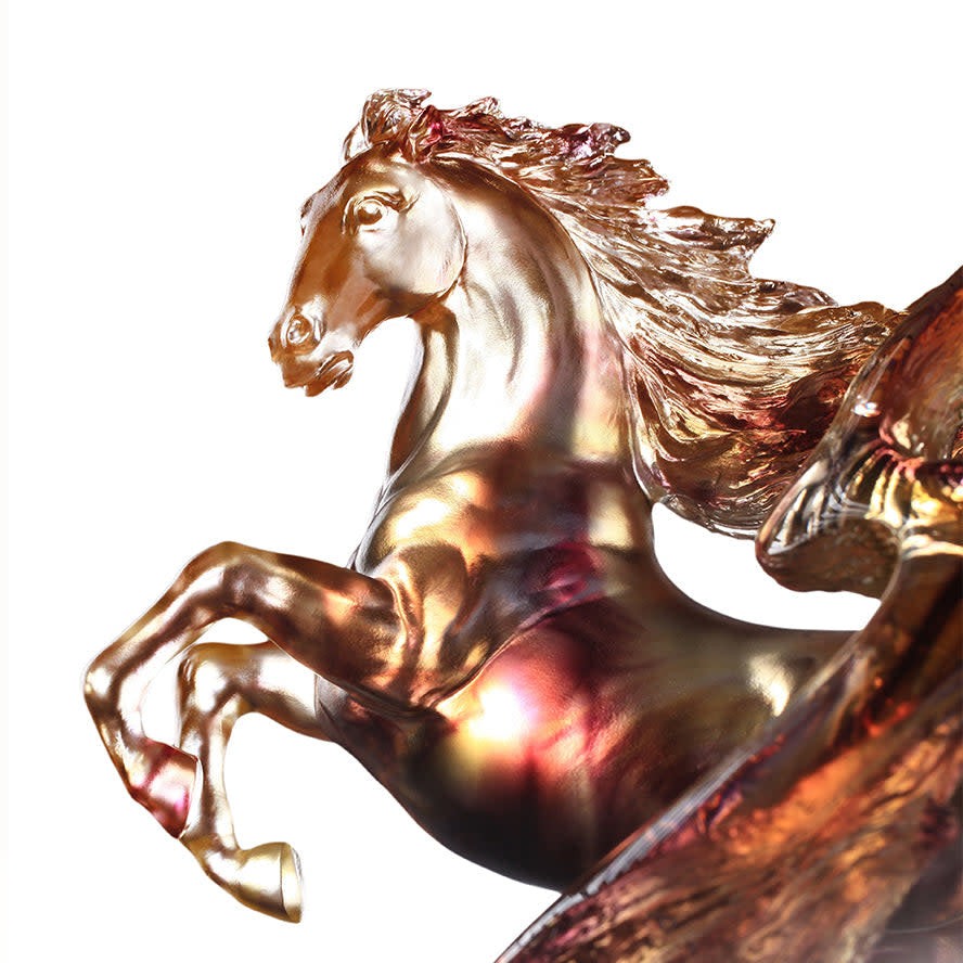 LIULI Crystal Art Crystal Horse Sculpture, "Accomplished"