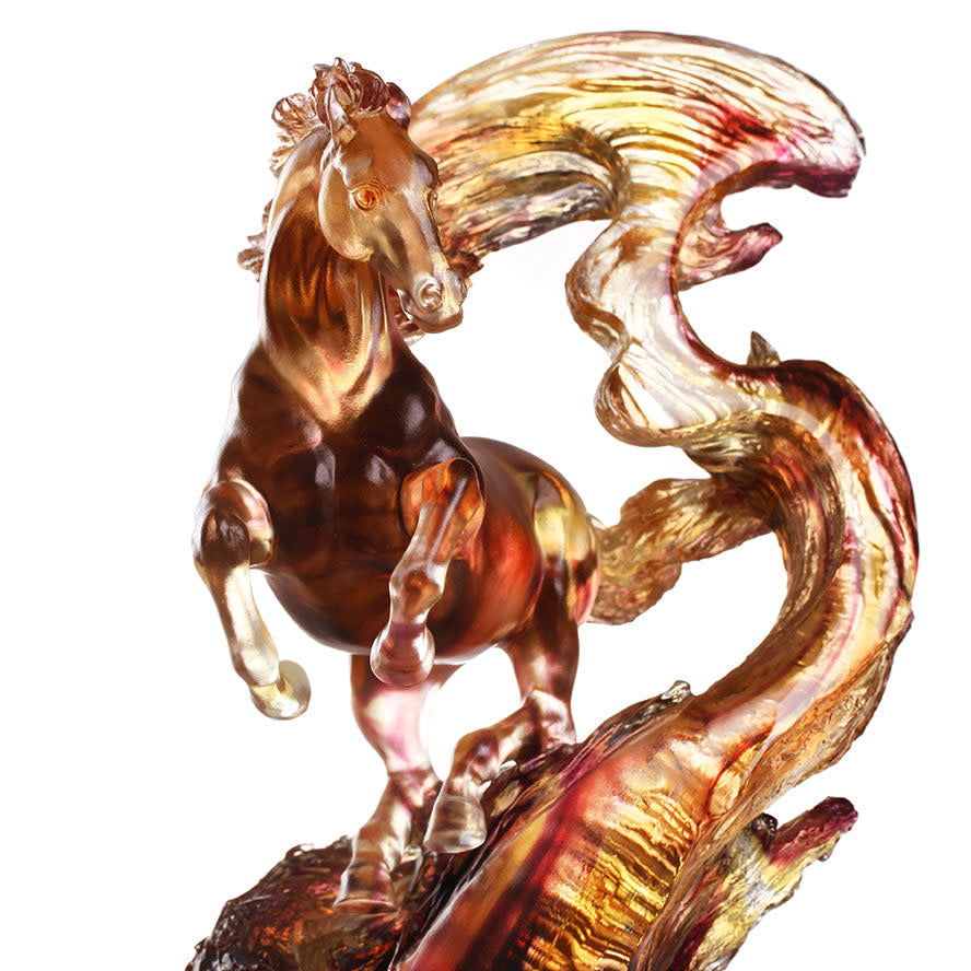 LIULI Crystal Art Crystal Horse Sculpture, "Accomplished"