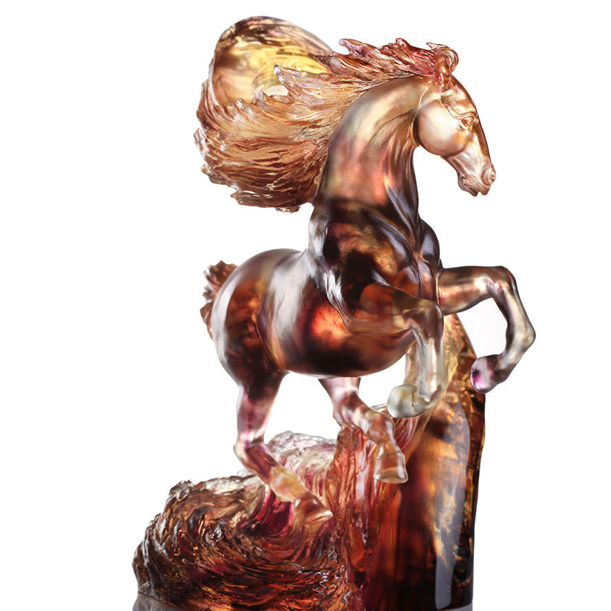 LIULI Crystal Art Crystal Horse Sculpture, "Accomplished"
