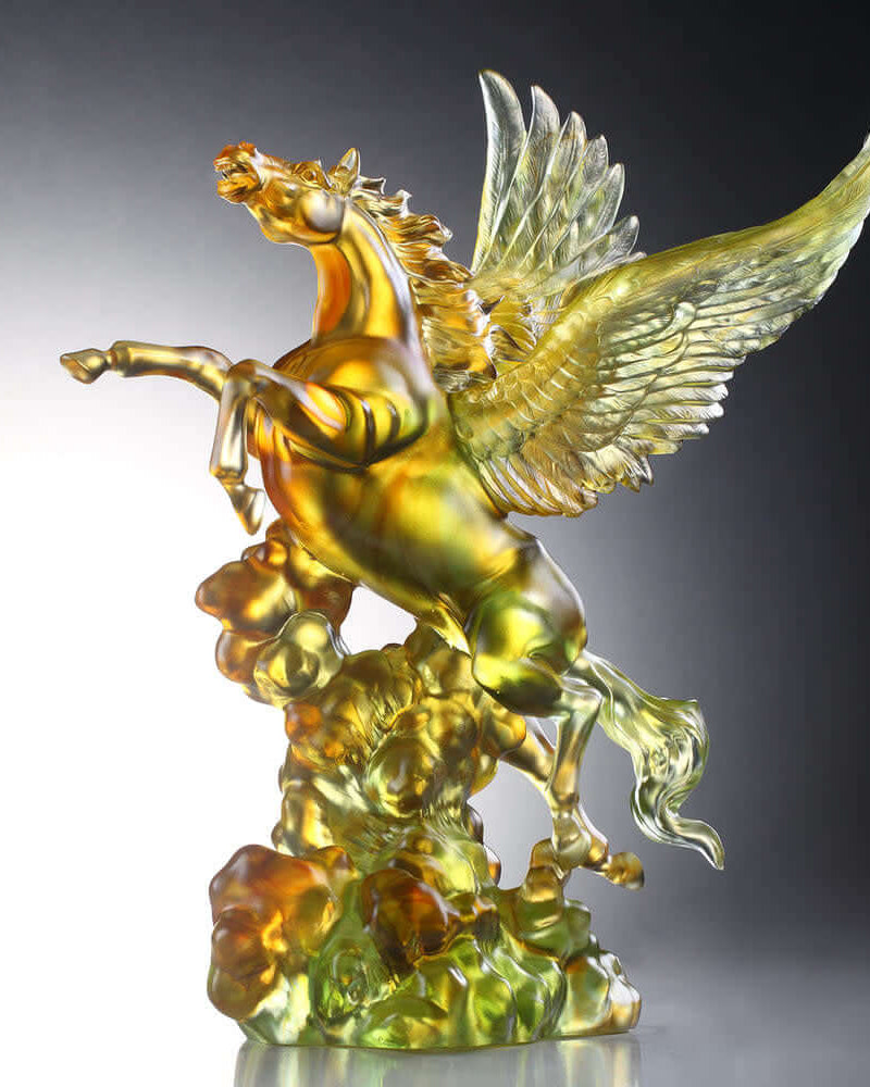 LIULI Crystal Art Collectible Pegasus Sculpture, "King"