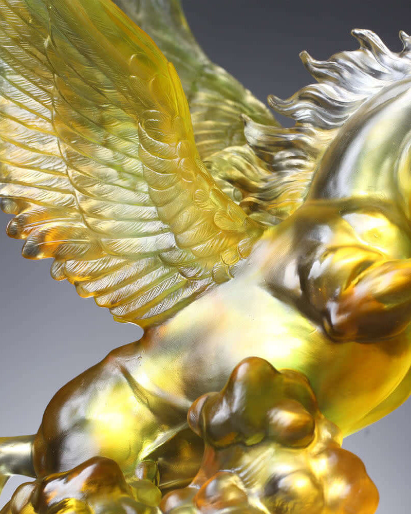 LIULI Crystal Art Collectible Pegasus Sculpture, "King"