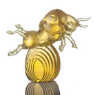LIULI Crystal Art Crystal Art Bull Statue in Gold "Rise Above" Limited Edition