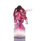 LIULI Crystal Art Crystal Art Bull Statue in Gold Red/Purple "Rise Above" Limited Edition