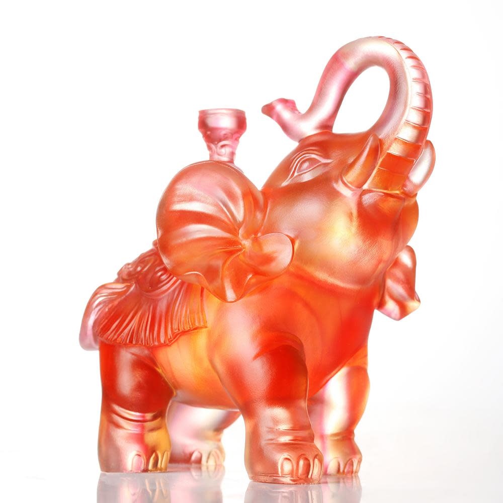 LIULI Crystal Art Crystal Elephant Sculpture, "The Auspicious Elephant"