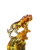 LIULI Crystal Art Crystal Tiger, Chinese Zodiac, "Ascent of the Visionary"