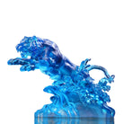 LIULI Crystal Art Crystal Tiger, Chinese Zodiac, Mighty Roar (Blue)