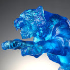 LIULI Crystal Art Crystal Tiger, Chinese Zodiac, Mighty Roar (Blue)