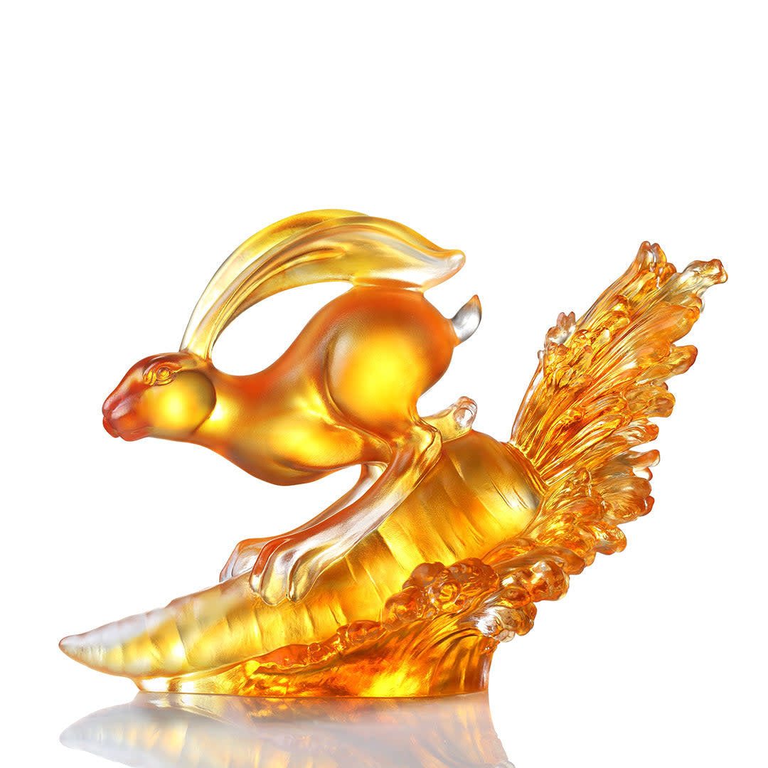 LIULI Crystal Art Crystal Rabbit, Year of the Rabbit, "Advancing with Invincibility"