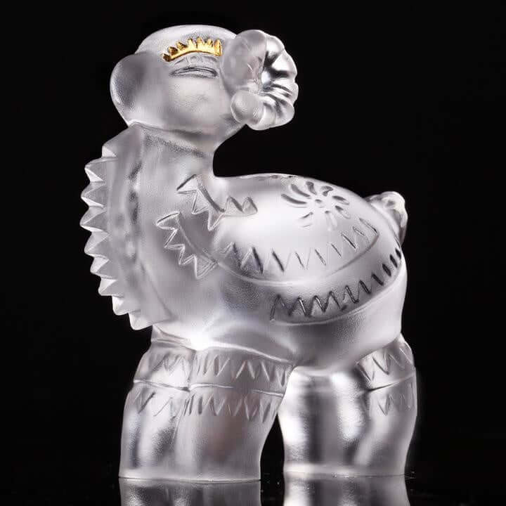 LIULI Crystal Art Crystal Decal Little Sheep Figurine, 24K Gold Leaf (Limited Edition)