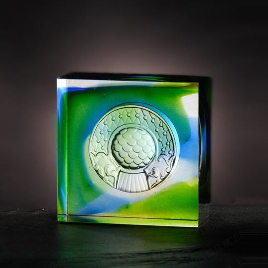 LIULI Crystal Art Crystal Mythical Creature Paperweight, Dragon Fish Protector, Mixed Colors