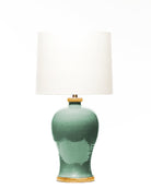 Lawrence & Scott Dashiell Luxury Aquamarine Table Lamp with Oak Base