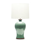 Lawrence & Scott Dashiell Table Lamp in Aquamarine Crackle with Walnut Base