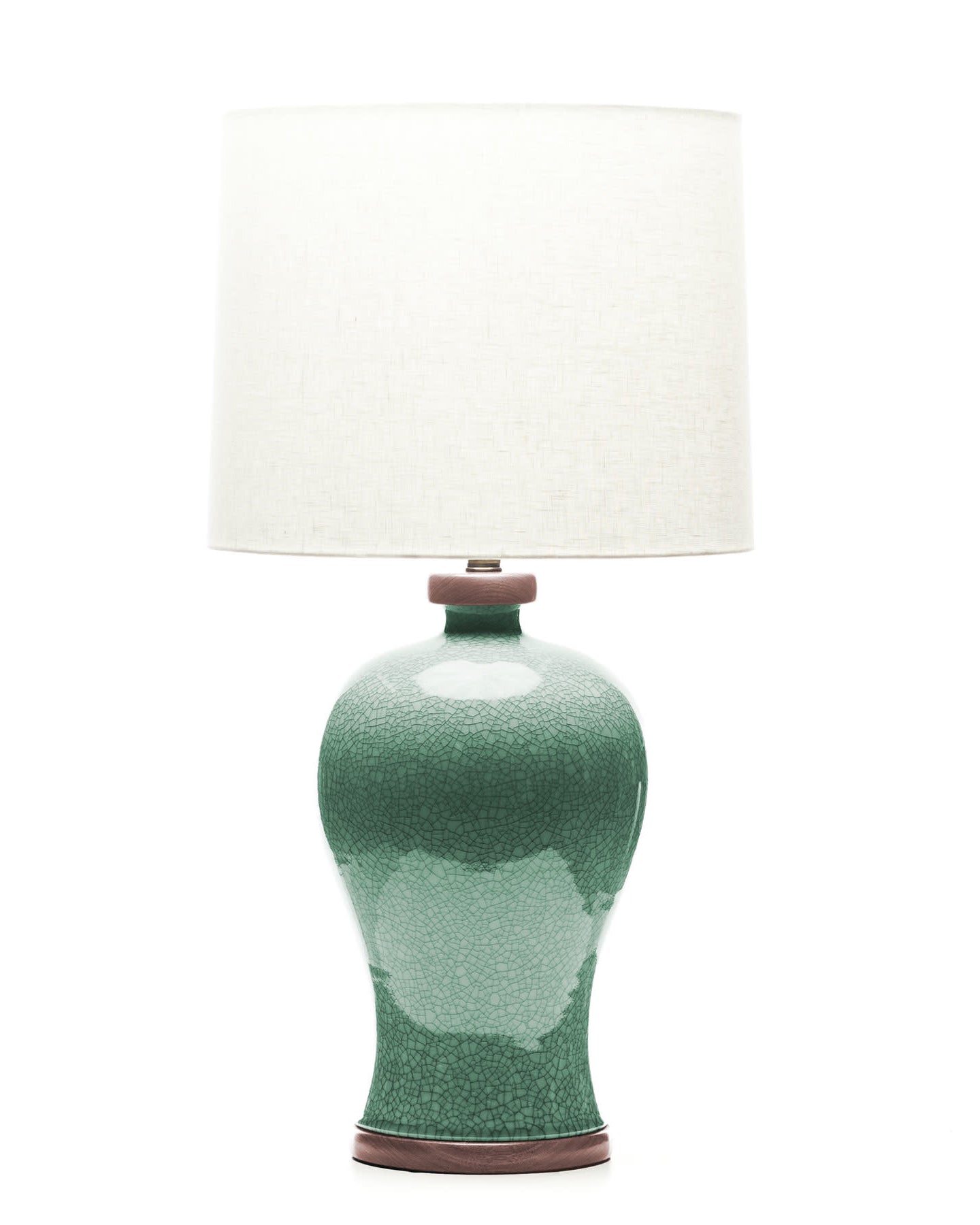 Lawrence & Scott Dashiell Table Lamp in Aquamarine Crackle with Sapele Base