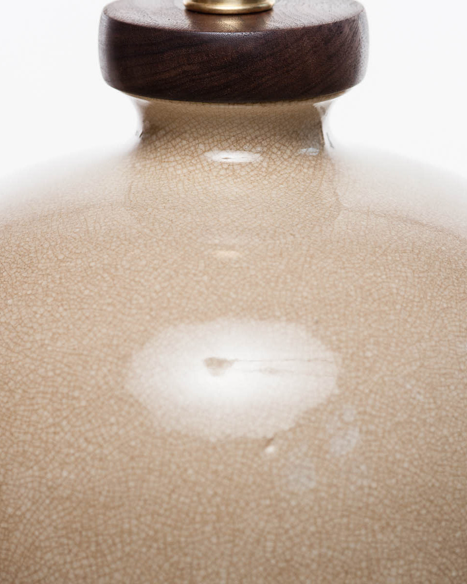 Lawrence & Scott Dashiell Porcelain Table Lamp in Cream Crackle (walnut) Sample Sale
