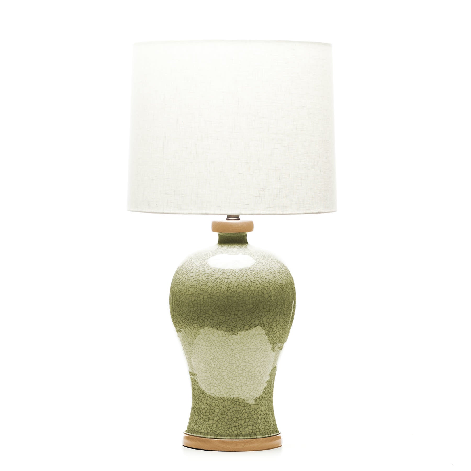 Lawrence & Scott Dashiell Table Lamp in Oyster Crackle with Oak Base