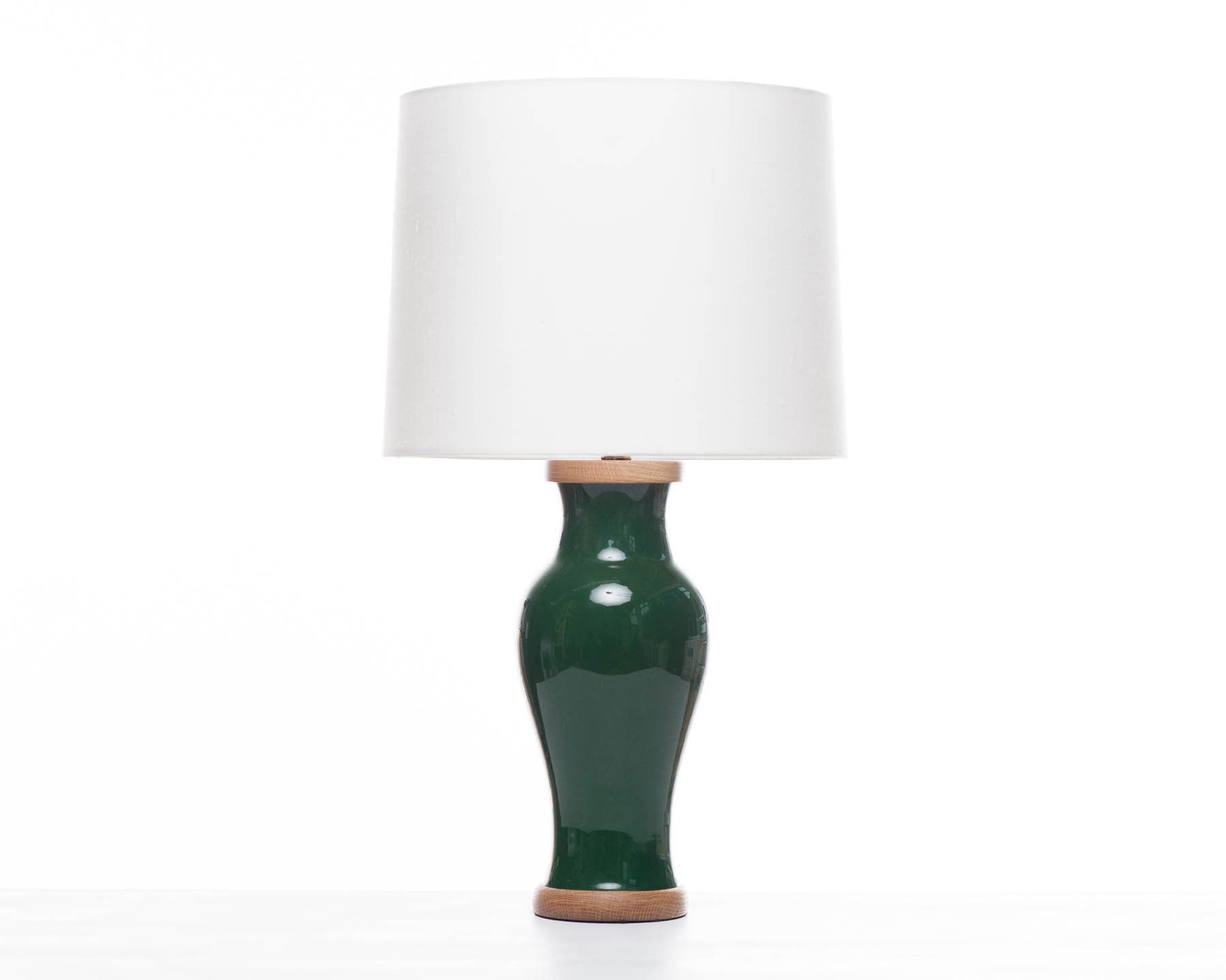 Lawrence & Scott Gabrielle Baluster Porcelain Lamp in Racing Green with Walnut Base